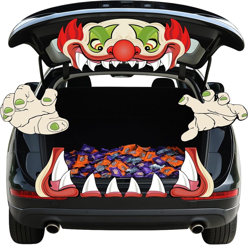 PARTYLOUD Store PARTYLOU Trunk or Treat Car Decorations Kit for SUV, Halloween Clown Trunk or Treat Car Decorations Kit, Outdoor Halloween Garage Door Decorations - Image 1